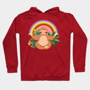 Sloth meditate and rainbow Hoodie